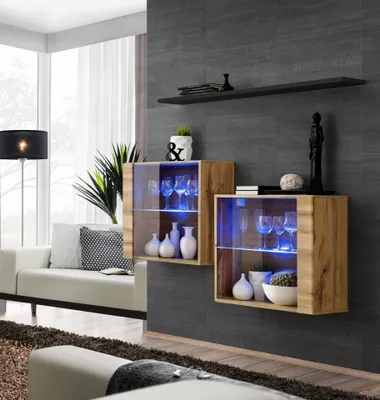 Obrázok produktu pre Moderný nábytok Luxusná obývacia stena 130 cm Kompletná zostava nábytku do obývačky 3 ks.