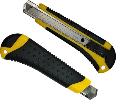 Produktbild von Cuttermesser Teppichmesser Paketmesser 3 Abbrechklingen 18mm, Farbe:Gelb, Menge/Rabatt:50 Stück