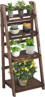 Produktbild von Famanu Pflanzenregal Holz - Faltbar mit 4 Ebenen für Innen und Außen