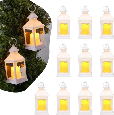 Immagine prodotto di VEVOR Lanterne Decorative a Forma di Candela, Candele Elettriche a LED Senza Fiamma, Portacandele in Plastica con Vetro, Lanterne da Parete, per Tavoli da Matrimonio, Feste, Bianco 12 Pezzi