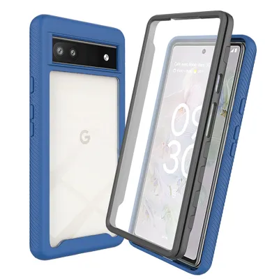 Obrázek produktu pro Pouzdro pro Google Pixel 6A, nárazník s vestavěnou ochranou displeje 360° celotělové ochranné pouzdro Tmavě modrá