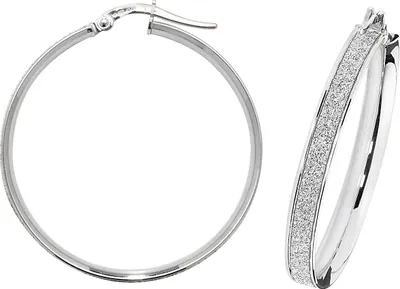 Productafbeelding van Creoolse oorbellen voor dames, witgoud 375/1000 - 30mm; TRS16042MM30