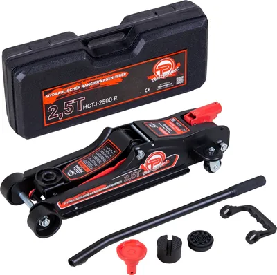 Obrázok produktu pre Zdvihák na auto, hydraulický zdvihák na manévrovanie s autom 2,5 t (2500 kg) vrátane kufra, adaptéra na SUV a 2x gumovej podložky Červená