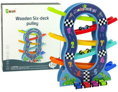 Image de Toboggan en bois 6 niveaux voitures, chiffres