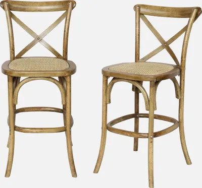 Produktbild von sweeek - 2er-Set Vintage Bistro-Barhocker aus Holz H 105 cm - Braun