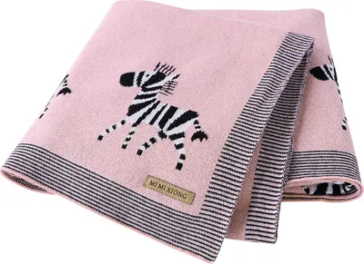 Produktbild von Babydecke 100% Baumwolle Baby Kuscheldecken Weich Strick Decken 100 x 80cm Kinderdecke Rosa