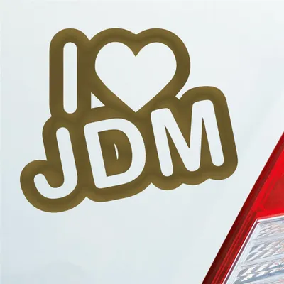 Produktbild von Auto Aufkleber I Love JDM Liebe Tuning 12x10 cm Gold Sticker Heckscheibenaufkleber