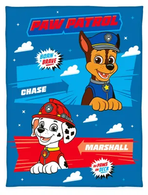 Produktbild von Herding Fleecedecke 130x170cm Paw Patrol Chase Marshall Kuscheldecke Blau Kinder Decke Fleece