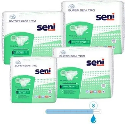 Produktbild von Inkontinenzhosen Seni Super Trio Medium, Hüfte 75 bis 110 cm (1 Karton: 6 x 10 Stück)>>>>