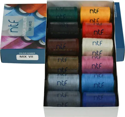 Produktbild von 12 Spulen 40/2 Nähgarn Polyester 120er á 1000m Allesnäher Sortiment Farbwahl, Farbe:Farbmix 7