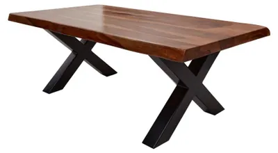 Produktbild von Couchtisch ORKAN 110 cm aus massivem Sheeshamholz und schwarzem Metall