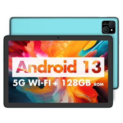 Image de VASOUN Tablette 10 pouces, Tablette Android 13, 5Ghz WiFi,128 GB de mémoire, 8000 mAh, 2.0 MP+8.0 MP camera, certificat GMS Tablette PC Octa-Core -Vert