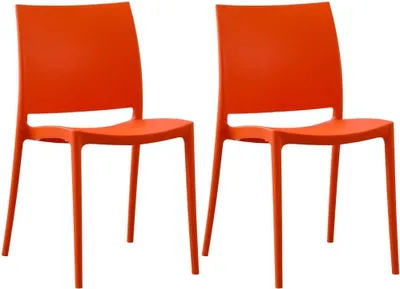 Immagine prodotto di Set di 2 sedie da giardino impilabili - plastica resistente alle intemperie - per interni ed esterni