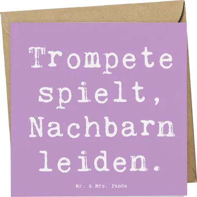 Produktbild von Mr. & Mrs. Panda Glückwunschkarte Spruch Trompete Freude - Lavendeltraum - Geschenk, doppelkarte, Nachbarschaft, faltkarte, Instrument, Klang, Klappkarte, anlasskarte