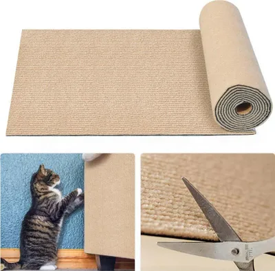 Produktbild von Selbstklebend Kratzteppich Katze Wand, 40×200cm Kratzmatte Selbstkleben, DIY Kratzbrett Katze, Katzen Kratzschutz Sofa, AntiKratz Tape für Katzenständer, Holzgriff, Katzenturm