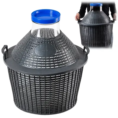 Produktbild von KADAX Glasballon mit Kunststoffkorb "Fonte", Weite Öffnung, Weinballon, Flaschen, Gärbehälter, 25L