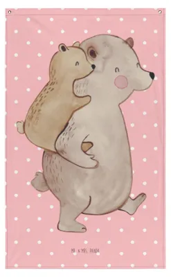 Produktbild von Mr. & Mrs. Panda Wandbild Papa Bär - Rot Pastell - Geschenk, Wandbehang, Vatertag, Geburtstag, Gobelin, Wandteppich, Wandtuch, Tapestry, Muttertag, Vorbild