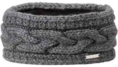 Giesswein Strick-Stirnband mit feinem Zopfmuster und Wolle in grau