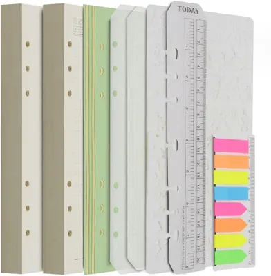 Produktbild von A5 Nachfüllpapier 320 Blätter, Blanko und Liniert, Inklusive Neon Lesezeichen, Reißverschlussbeutel, für