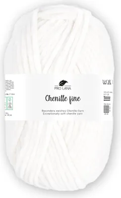 Produktbild von Pro Lana Chenille fine 50 g/100 m 100% Polyester dünnes, weiches Chenillegarn z. Häkeln u. Stridken, 102 natur