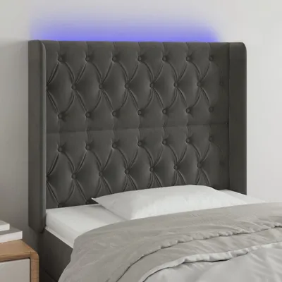 Produktbild von The Living Store LED Kopfteil Dunkelgrau 93x16x118/128 cm Samt