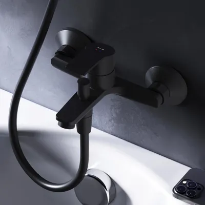 Produktbild von AM.PM Badewannenarmatur Wannenarmatur Schwarz Einhebelmischer Wandmontage Bad Messing Badewannen Armaturen
