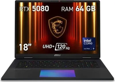 Produktbild von MSI Titan 18 HX AI A2XWIG-245ES MiniLED Intel Core Ultra 9 285HX 64 GB 2 TB SSD RTX 5080 18" W11