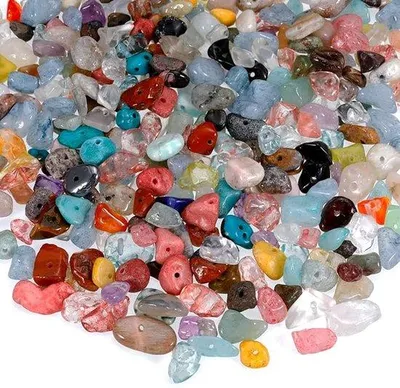 Produktbild von Famanu Edelsteinketten 300 Stück – Unregelmäßige Natursteinperlen mit Loch – Für Ohrringe, Armbänder und Ketten