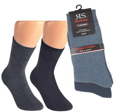 Produktbild von Thermosocken Warme Winter THERMO Damen Socken Softrand Frottee Baumwolle Gr. 39/42 Blautöne