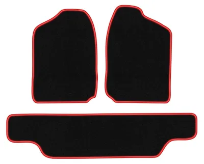 Productafbeelding van Velours automatten voor Opel Frontera A 1991-1998 – 3-delig, zwart/rood, op maat – Wielganizator CARLUX
