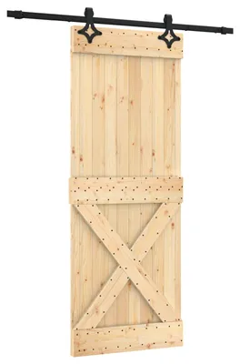 Image de Porte coulissante Naturel et noir 80 x 210 cm