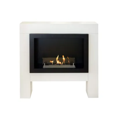 Immagine prodotto di Caminetto a etanolo Xaralyn - Bolea BW - legno bianco - riscaldamento a 1,5 kW - caminetto da incasso incluso - fiamme reali