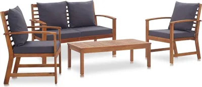 Produktbild von The Living Store Garten-Lounge-Set mit Auflagen 4-tlg. Massivholz Akazie