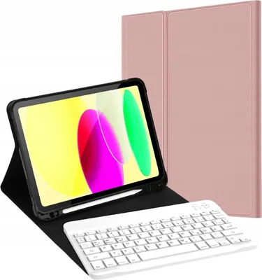 Zdjęcie produktu dla Jademall Etui Klawiatura Qwertz Ipad 10,9" 2022 Różowe + Naklejki
