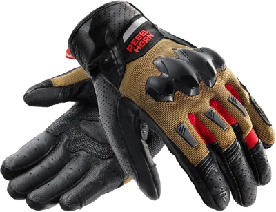 Produktbild von Rebelhorn Defender Motorrad Handschuhe, schwarz/khaki/rot, S