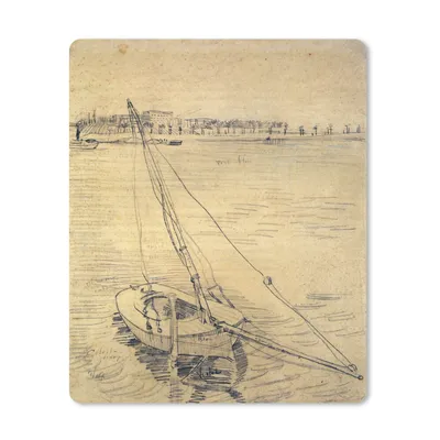 Produktbild von MuchoWow® Mauspad Mousepad Segelboot auf der Seine bei Asnières - Vincent van Gogh 30x40 cm - Mousepads - Maus Mat - Pad - Mausunterlage - Mausmatten