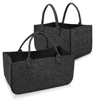 Obrázok produktu pre UISEBRT, 6 skladacích vreciek z filcu na drevo, hrúbka 5 mm, maximálna nosnosť 30 kg, ergonomické rukoväte, kôš na drevo na prepravu a skladovanie, tmavosivá farba