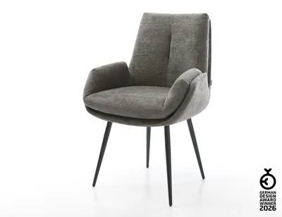 Produktbild von DELIFE Esszimmerstuhl Clea-Flex Bouclé Soft Schlamm 4-Fuß konisch Schwarz