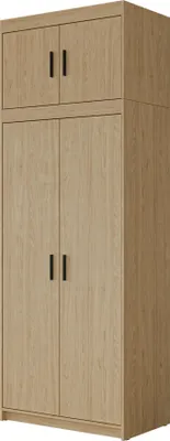 Produktbild von MIRJAN24 Eckkleiderschrank Elena 2D  + Schrankaufsatz, Drehtürenschrank, Garderobe mit vier Drehtüren und drei Schubladen, Kleiderstange (Farbe: Geölte Eiche)