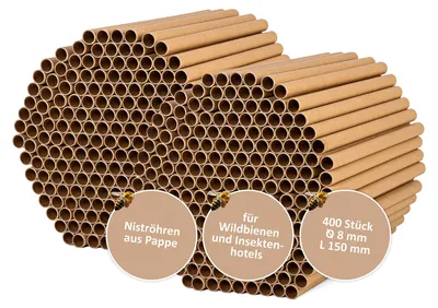 Produktbild von 400 Pappröhrchen für Bienenhotel Ø 8 mm zum Basteln und Auffüllen