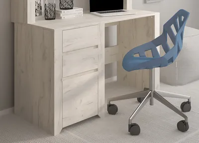 Image de Bureau Angel pour ordinateur, 118,7 cm, avec tiroirs, chêne blanc