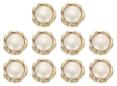 Perlenknöpfe 10 Stück, 15 mm, Kunstgold, rund, Kunststoff, 24 L