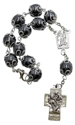 Produktbild von Art Sacrum Rosenkranzzehner aus Hämatit, 1 cm, mit Kreuz