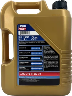 Produktbild von LIQUI MOLY Longlife III für 5W-30 5 Liter Motoröl Motorenöl Synthetisch Longlife-04 504 00 507 00 229.51 C30 Öl