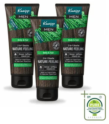 Zdjęcie produktu dla 3 opakowania żelu pod prysznic 2 w 1 Kneipp Men, linia Nature Feeling, pojemność 200 ml - zestaw 3 sztuki