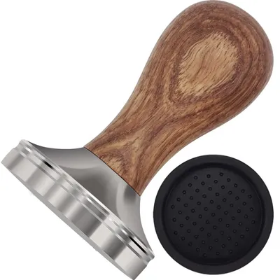 Produktbild von 58mm Kaffee Tamper Set - Basis mit Holzgriff und Silikonmatte