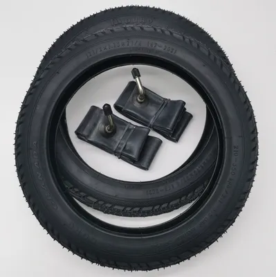 Produktbild von Duro 2x Reifen 12 Zoll Schwarz + AV45 abgewinkelt Schlauch | 12 1/2 x 1.75 x 2 1/4 | 47-203 Decke Mantel Kinderwagen Fahrrad Buggy Roller Autoventil