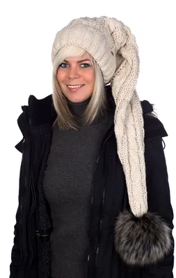 Obrázek produktu pro Birendy Beanie A102 béžová čepice špičatá čepice bobble zimní čepice