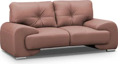 Produktbild von 2-Sitzer Sofa Maxime Lux mit bequemer Sitz Zweisitzer mit Wellenfedern Couch aus Kunstleder im modernes Design, Stoff: vega 56 - ginger