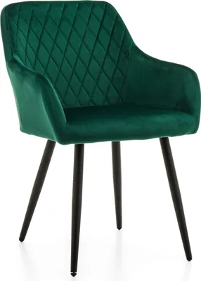 Produktbild von NEW HOME Stuhl TODI Esszimmerstuhl gepolsterter Glamour Wohnzimmerstuhl mit Steppung - grün - moderne Samt Velours Möbel